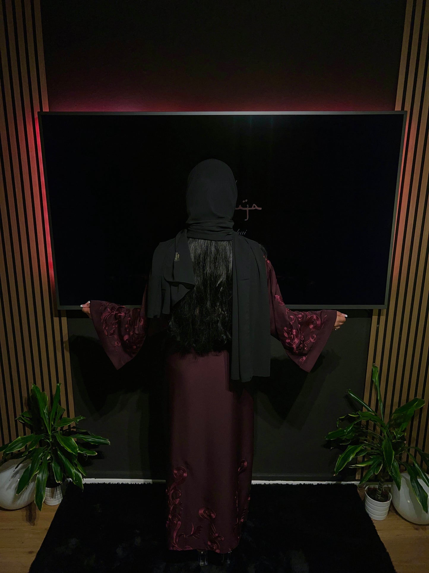 Deep Cherry Leaf ABAYA